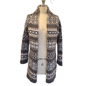 Peruvian Connection Cardigan Gray Alpaca‎ Wool fair isle Small Chunky